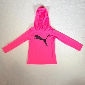 Puma girl's Long Sleeve Hooded Shirt Sparkle Logo XS (5-6)